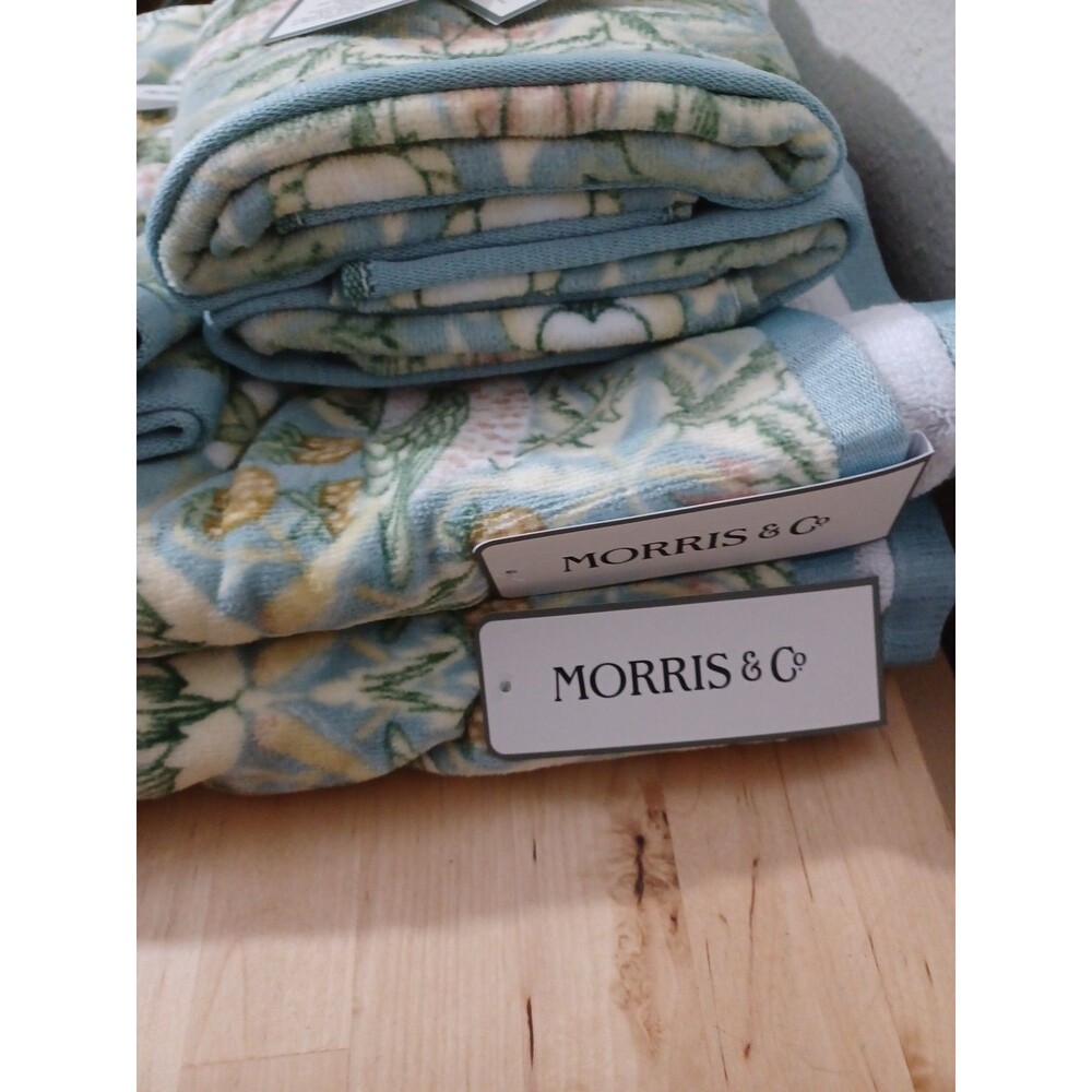 6 pc William Morris & Co Towel Set Strawberry Thief Bath Hand Tip Cotton Velour - Picture 6 of 8